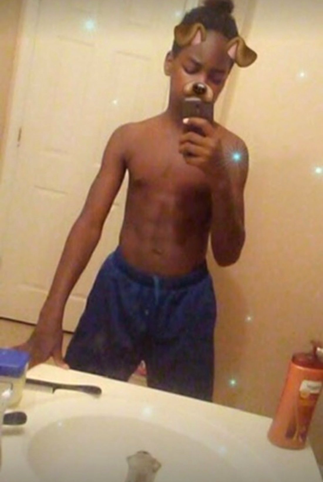 Jamani at the beginning — skinny, bathroom mirror selfie